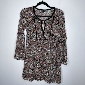 American Eagle Women’s Keyhole Fit And Flare Dress Paisley Print Whimsigoth SZ S